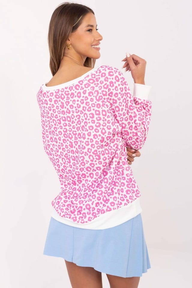 Love Lace Love Lace Women's Spot Animal Print Casual Overhead Blouse in Pink - 3