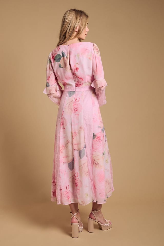 Oasis Oasis Women's Lace Panel Midi Dress in Pink - 3