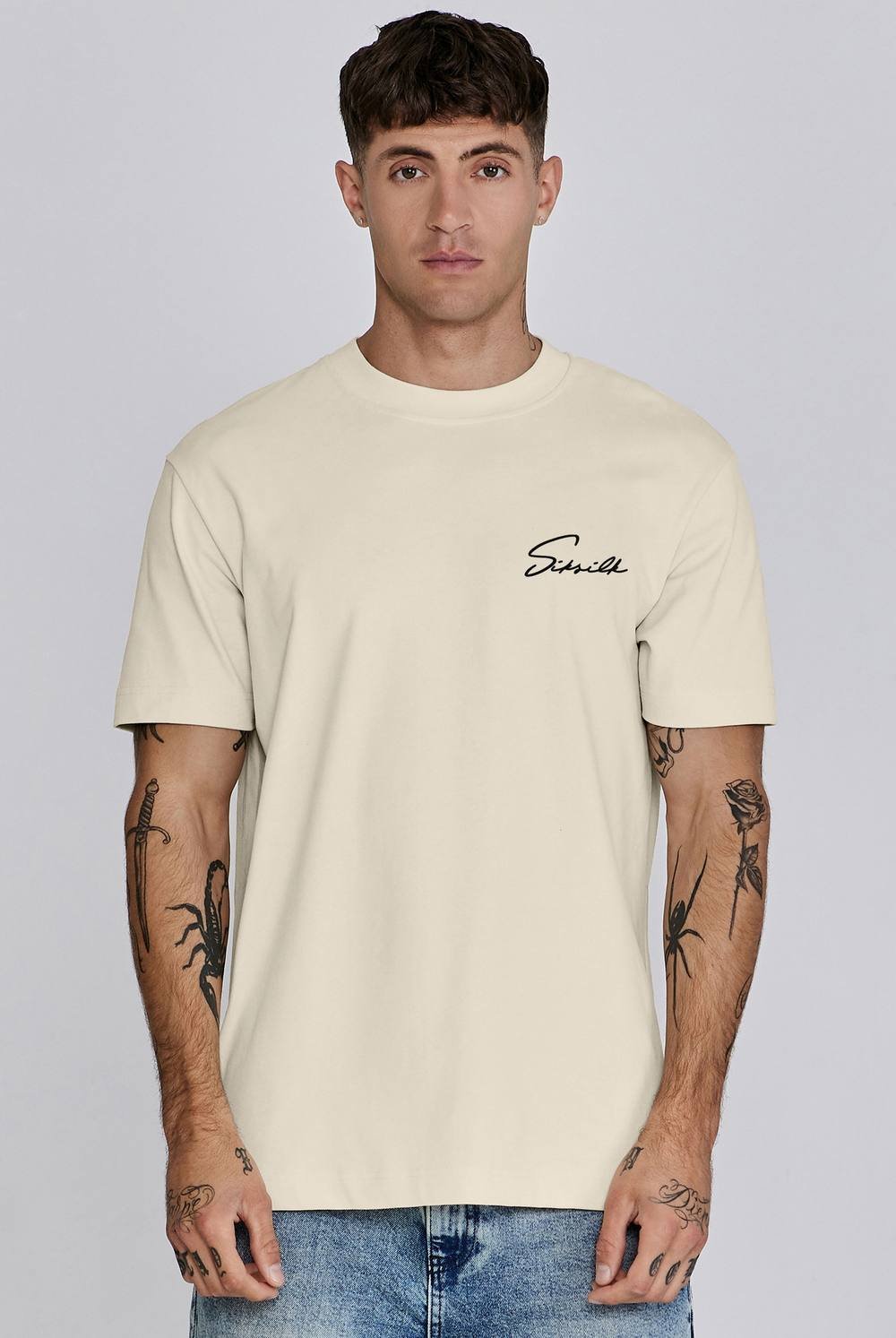SikSilk SikSilk Men's Signature T-Shirt in Ecru - 2