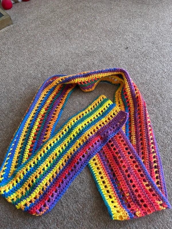 handmade crochet Handmade Crochet jewel / rainbow colours long scarf