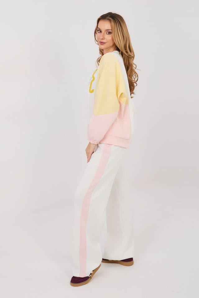 Love Lace Love Lace Women's Buttery Soft Sequin Slogan Tracksuit Set in White - 3