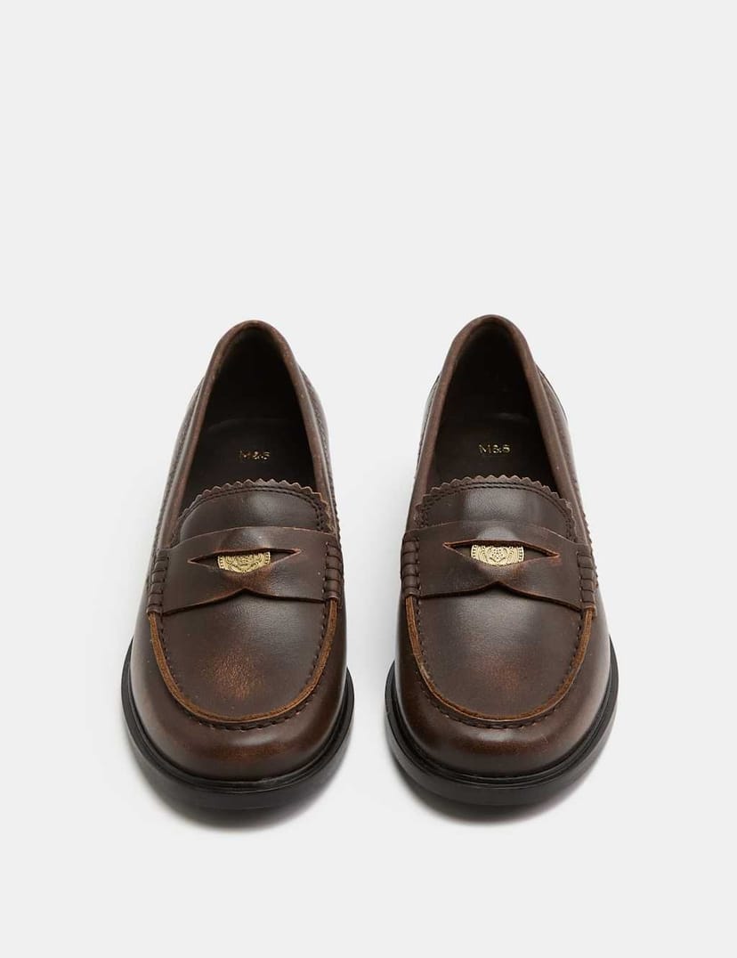 Marks & Spencer M&S Leather Penny Loafers Brown - 1