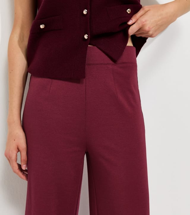 New Look Women's Dark Burgundy Jersey Wide Leg Trousers New Look - 3