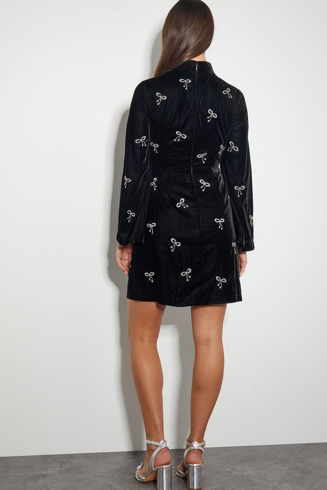 Monsoon Monsoon Women's Moira Embroidered Bow Dress Black - 3