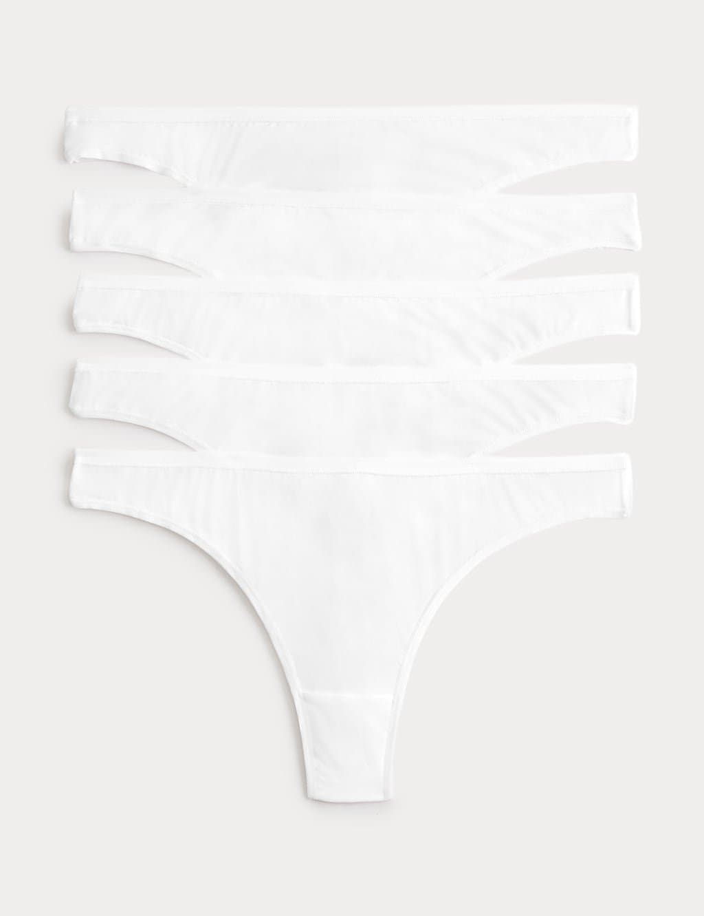 Marks & Spencer M&S 5pk Microfibre Low Rise Thongs Eco White