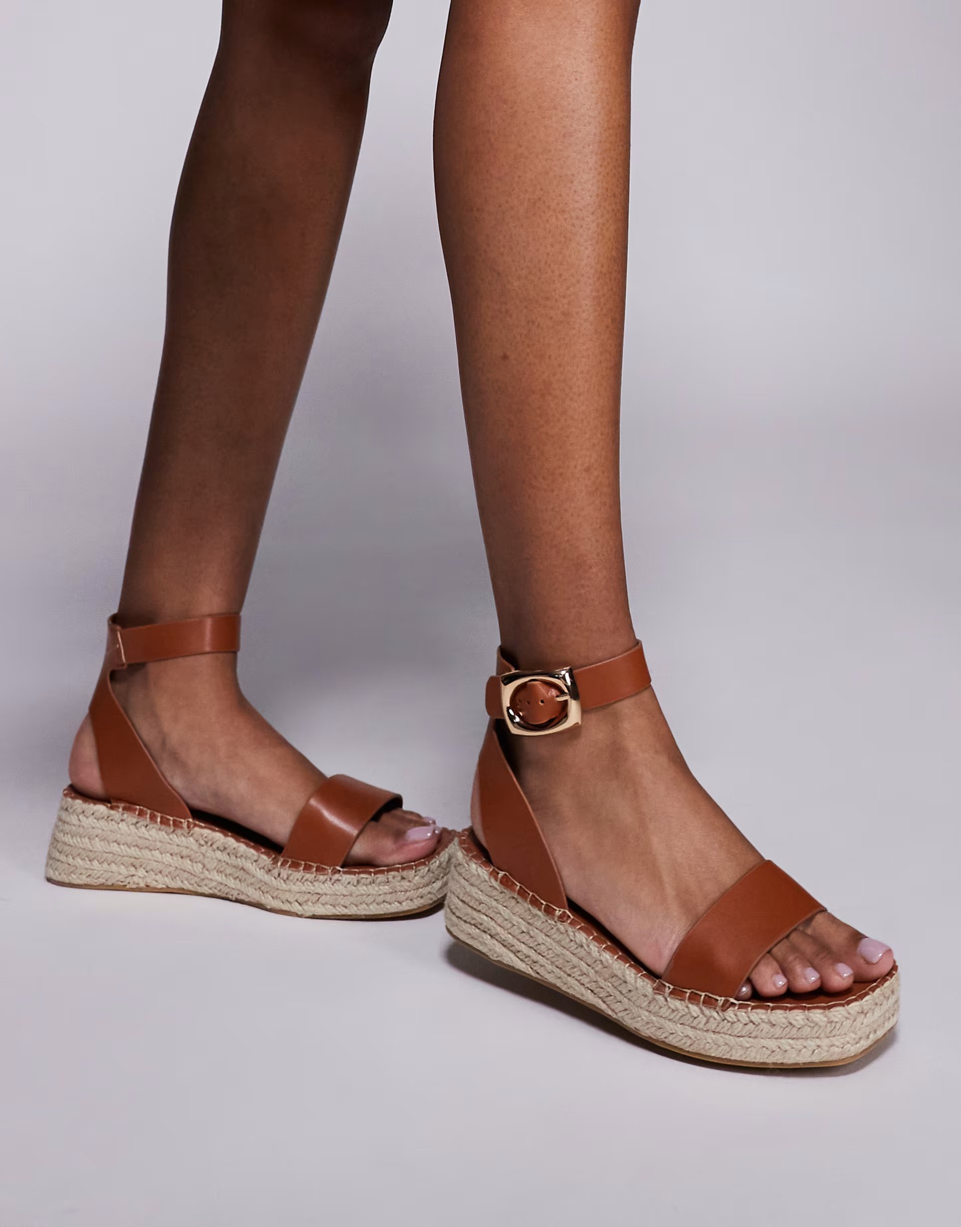 ASOS South Beach linen two part espadrille sandals in tan - 1