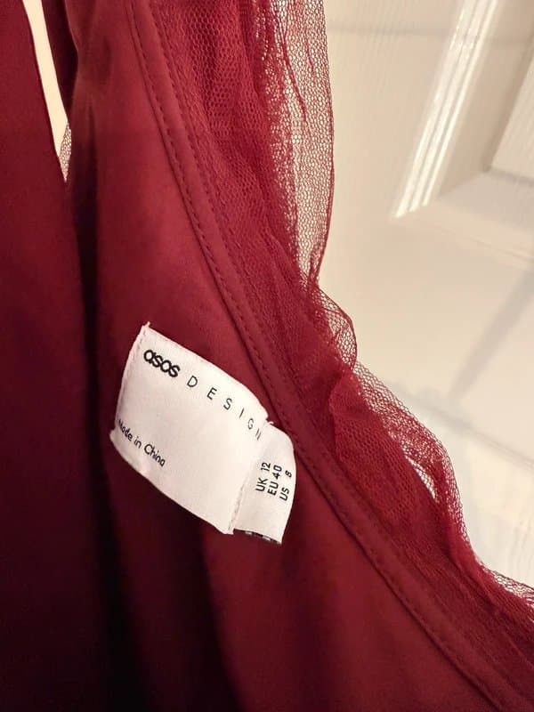 ASOS ASOS Tulle Burgundy Maxi Dress