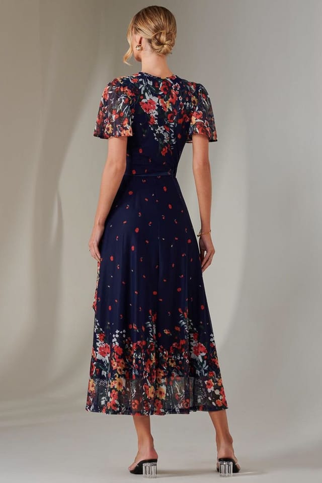 Jolie Moi Jolie Moi Women's Mirror Print Mesh Wrap Maxi Dress - 2