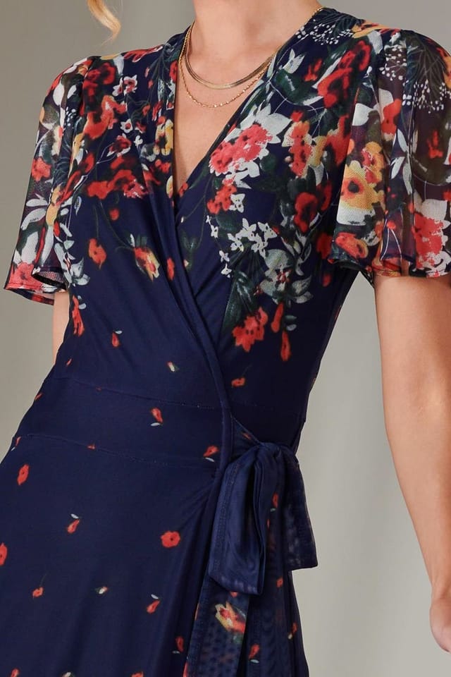 Jolie Moi Jolie Moi Women's Mirror Print Mesh Wrap Maxi Dress - 3