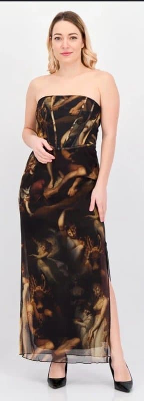 Bershka Bershka x Tate Art Midi Strapless Dress