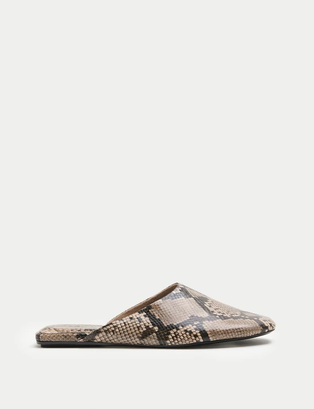 Marks & Spencer M&S Snake Print Slip On Flat Mules Brown Mix