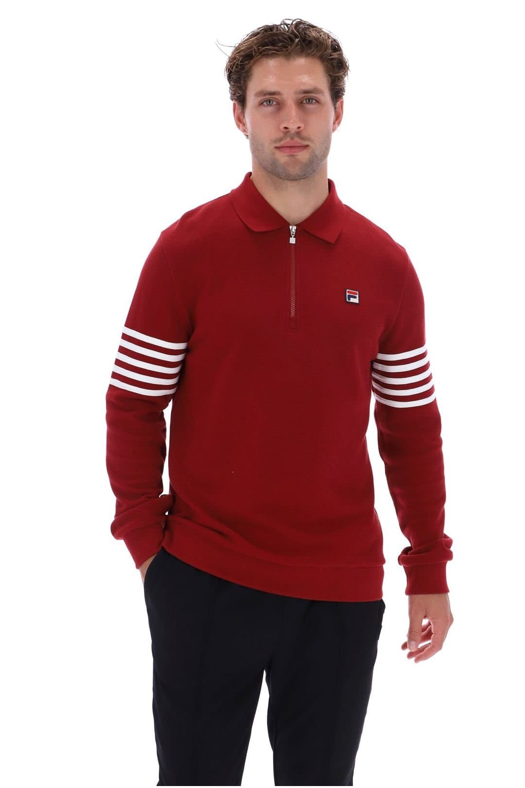 Fila Fila Men's Luis Sweatshirt Sun Dried Tomato/ White in Red