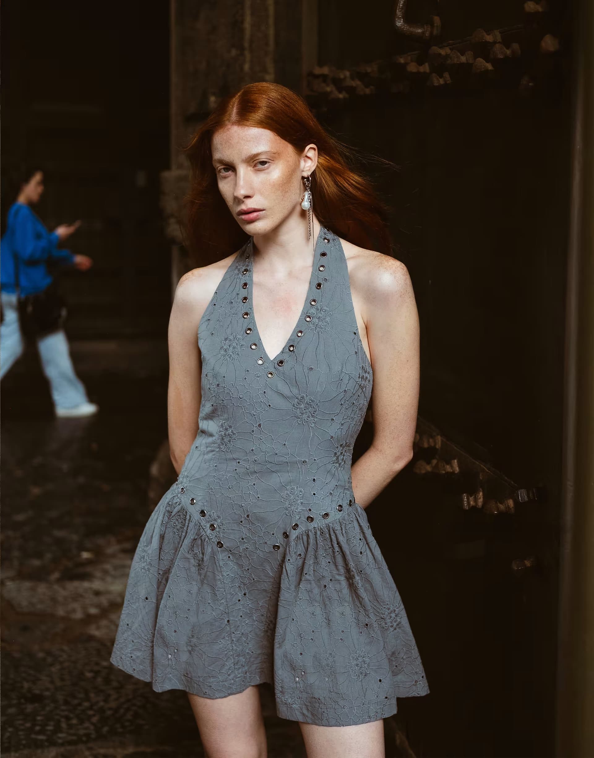 ASOS Muse Assembly Jules eyelet halter mini dress