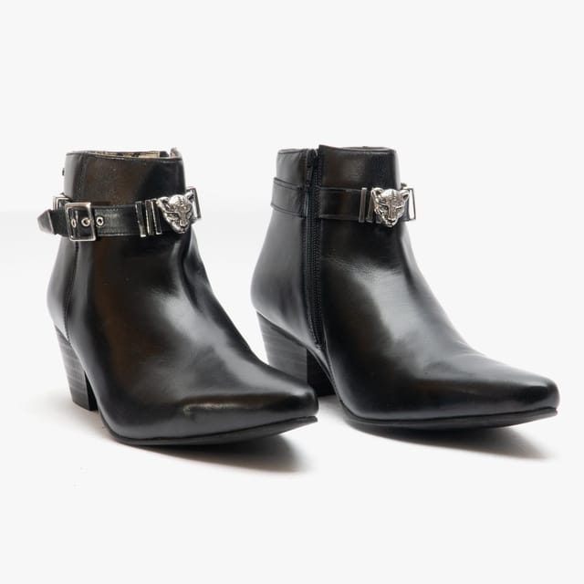 Club Cubano Club Cubano Men's PAVEL Leather Winklepicker Cuban Heel Boots Black - 2