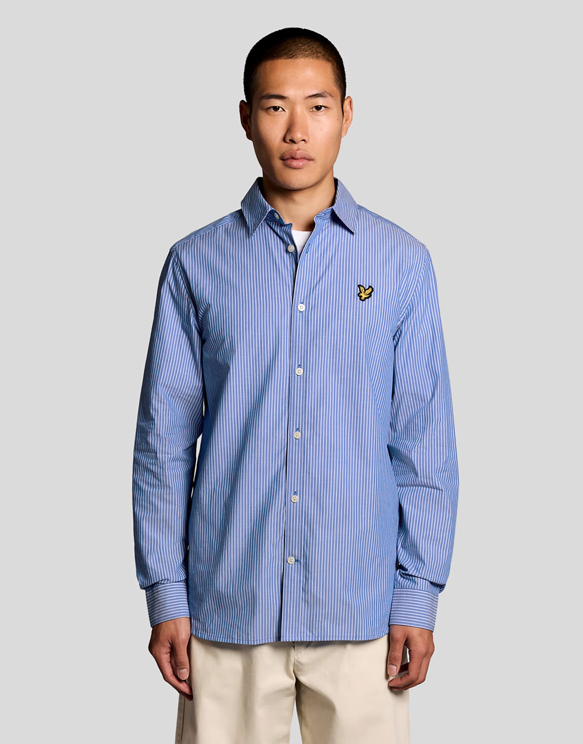 ASOS Lyle & Scott Ls woven shirts twin stripe shirt in y154 lucid blue/ white - 1