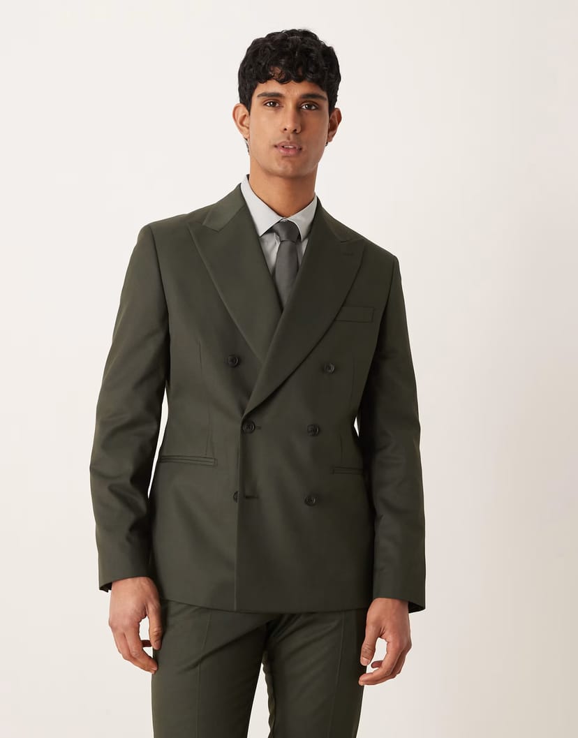 ASOS ASOS DESIGN slim suit jacket in dark green twill - 1