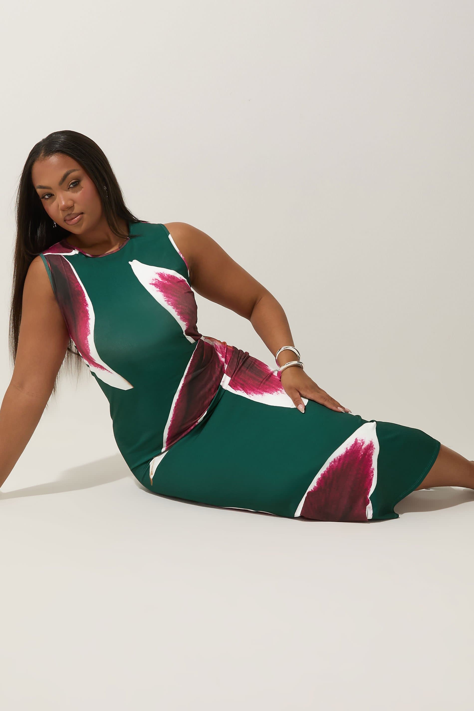 Limited Collection Plus Size Green Floral Print Maxi Dress