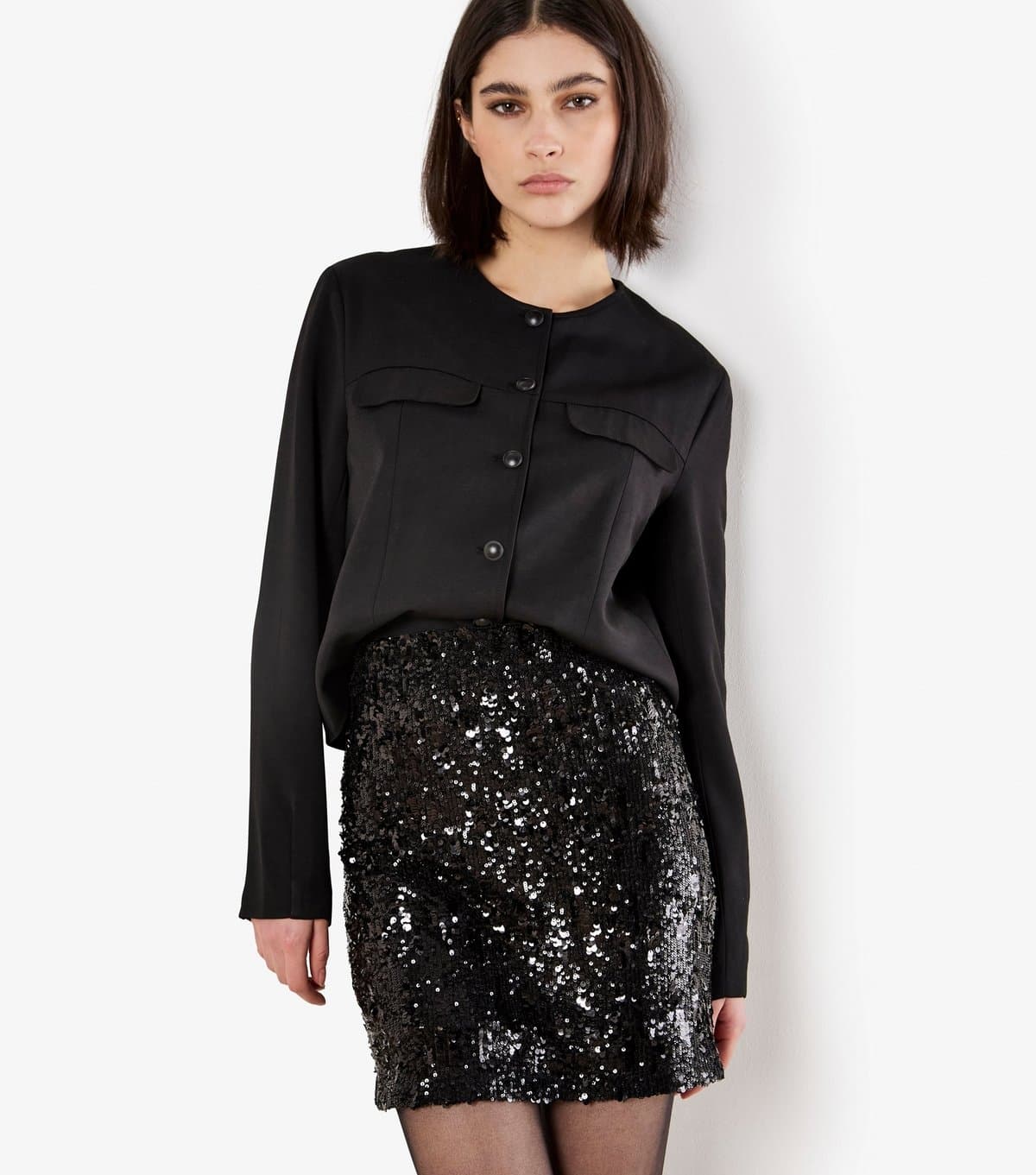Apricot Women's Black Sequin Mini Skirt Apricot New Look