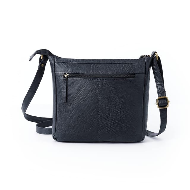 Woodland Leathers Woodland Leathers Women's Genuine Leather Crossbody Bag Vintage Style in Navy - 3