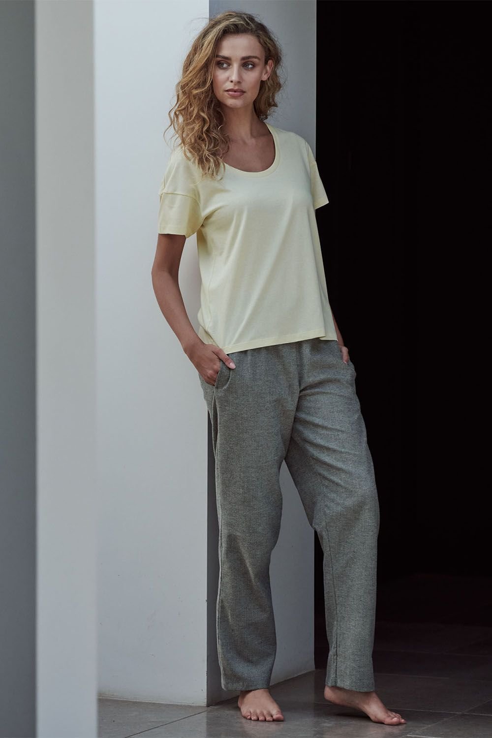 British Boxers British Boxers Women's 'Whitby Jet' Herringbone Brushed Cotton Pyjama Trousers in Dark Grey - 1