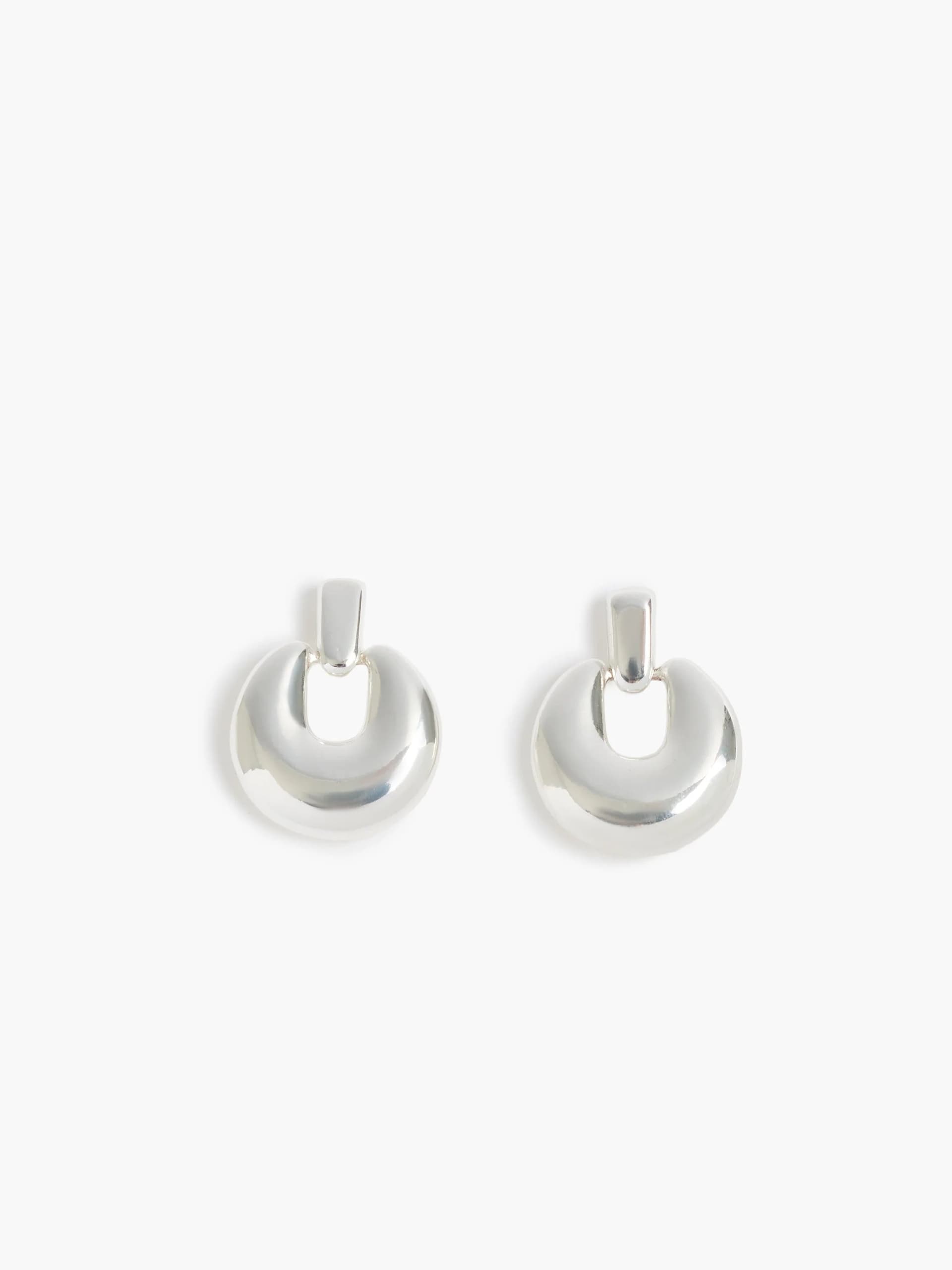 French Connection Doorknob Drop Earrings Silver