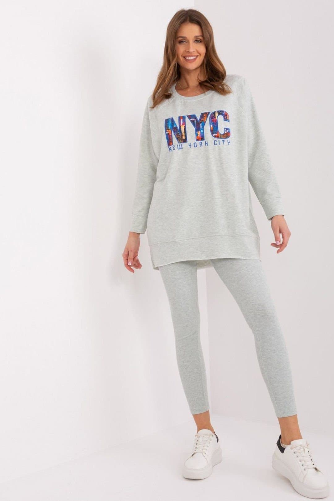 Love Lace Love Lace Light Grey Cotton Blend Sweatshirt & Leggings Set