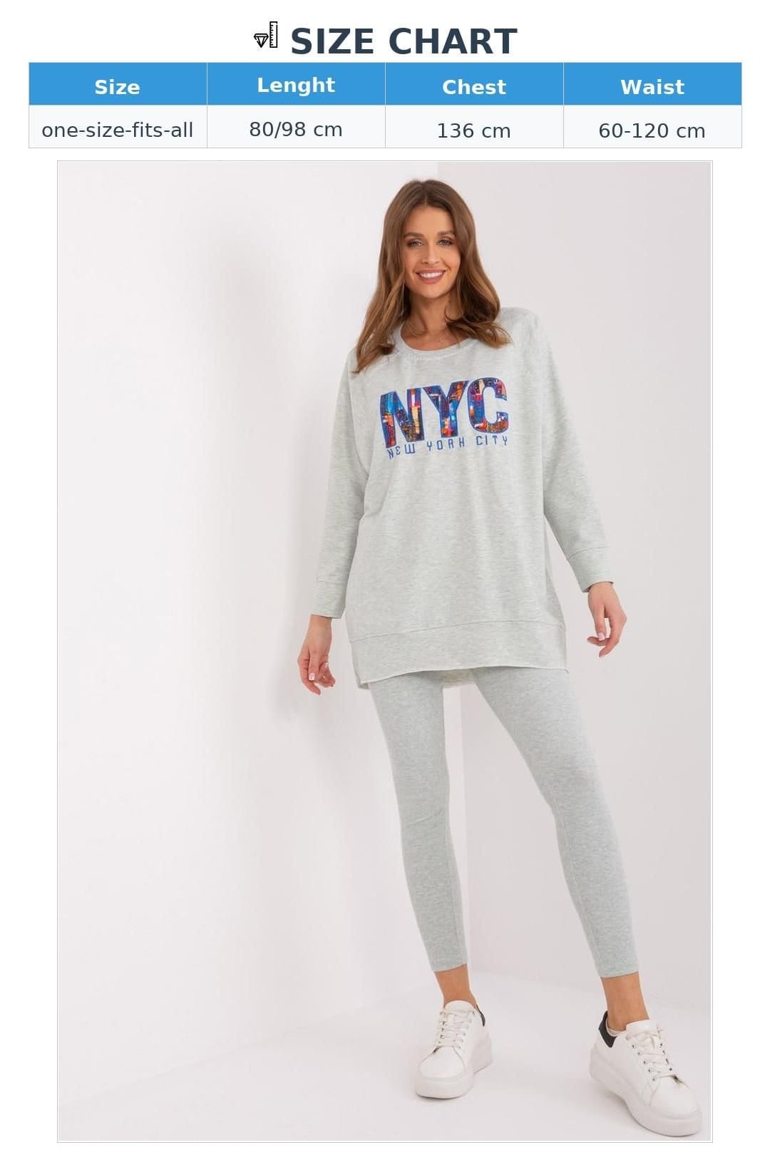 Love Lace Love Lace Women's Cotton Blend Sweatshirt & Waist Leggings Set in Light Grey - 4
