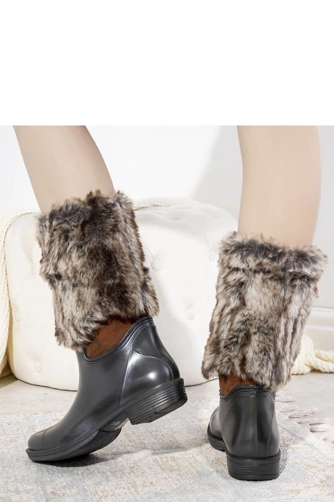 Love Lace Love Lace Women's Ankle Boots With Fur Lining Rubber for Rainy Autumn Days in Black