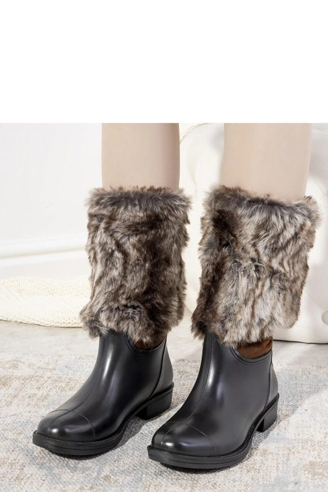Love Lace Love Lace Women's Ankle Boots With Fur Lining Rubber for Rainy Autumn Days in Black - 2