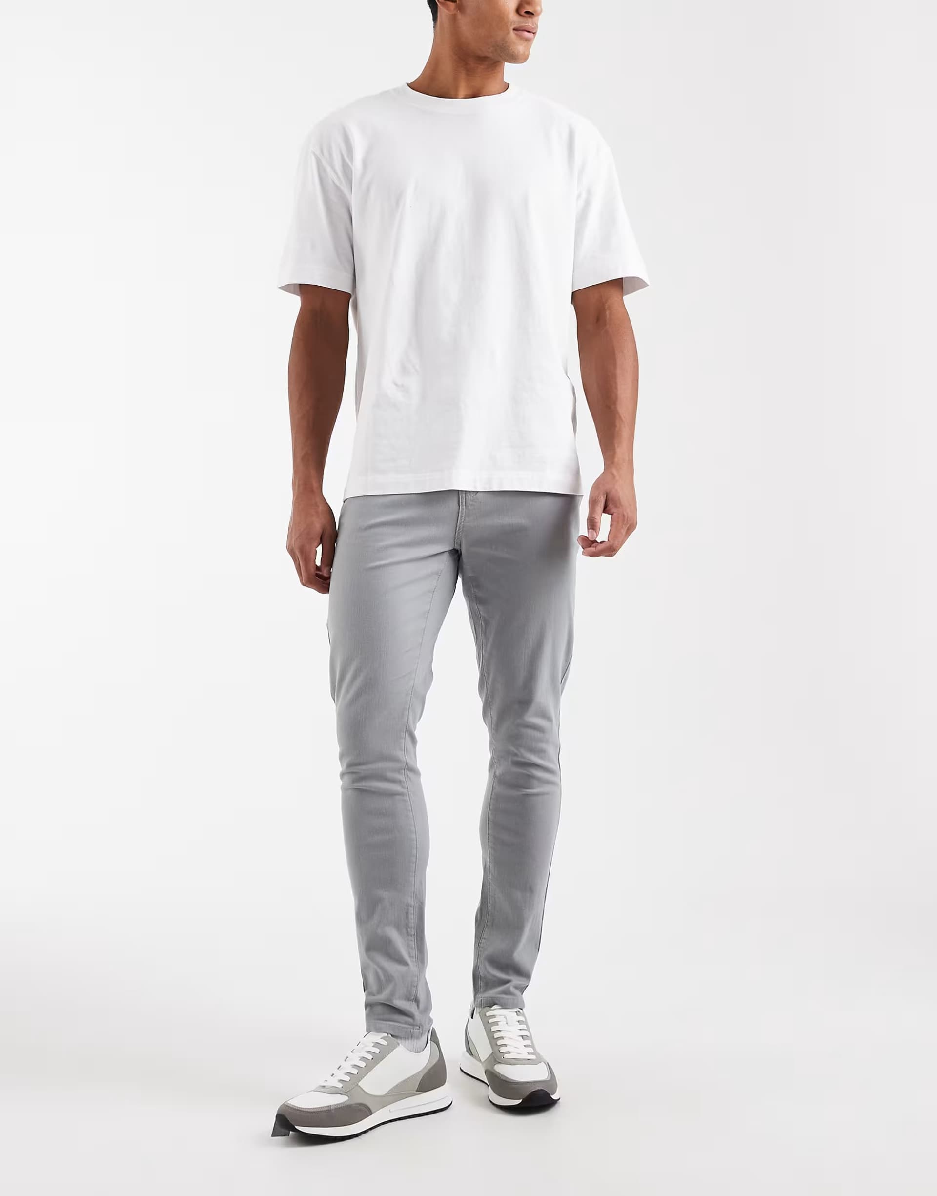 ASOS ASOS CAPO Slim Fit Chino Trousers in Grey