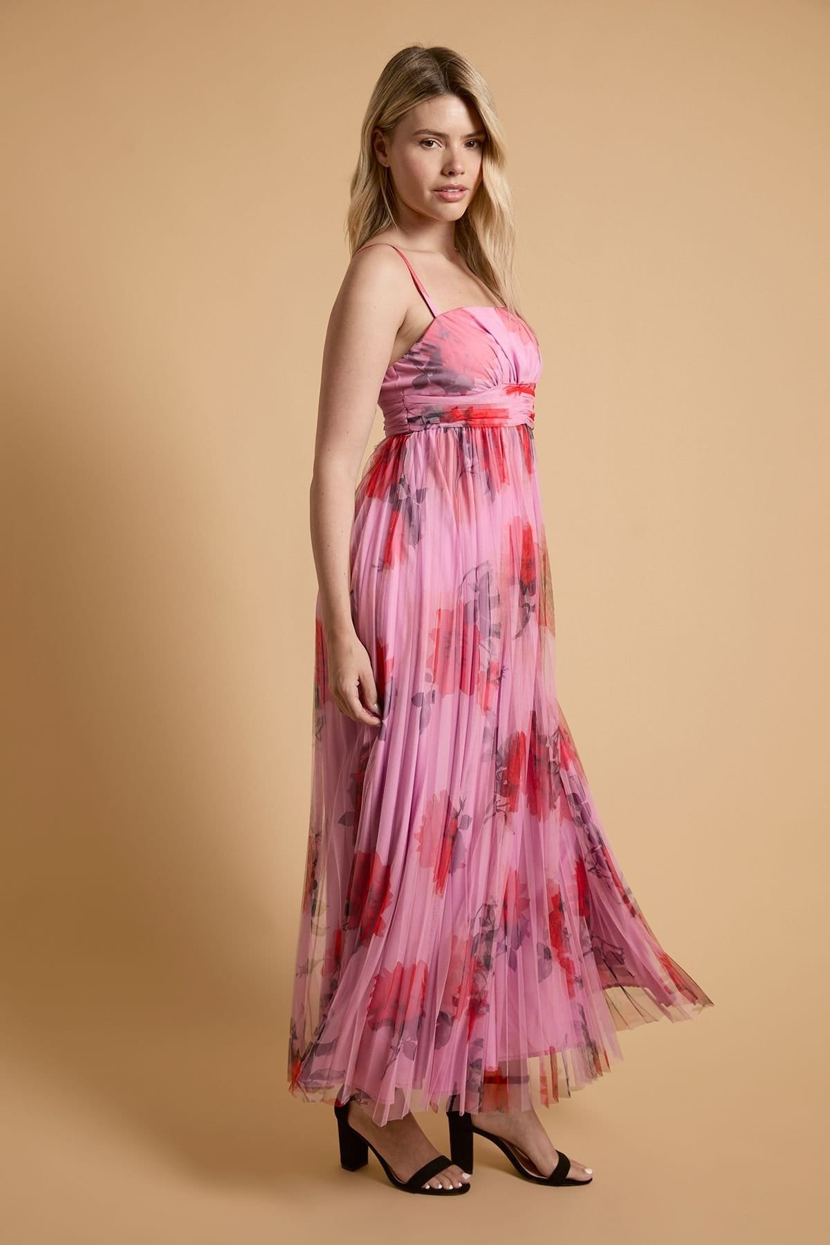 Oasis Oasis Women's Pleated Mesh Maxi Dress in Lilac - 4