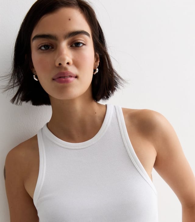 New Look Women's White Ribbed Racer Vest New Look - 2
