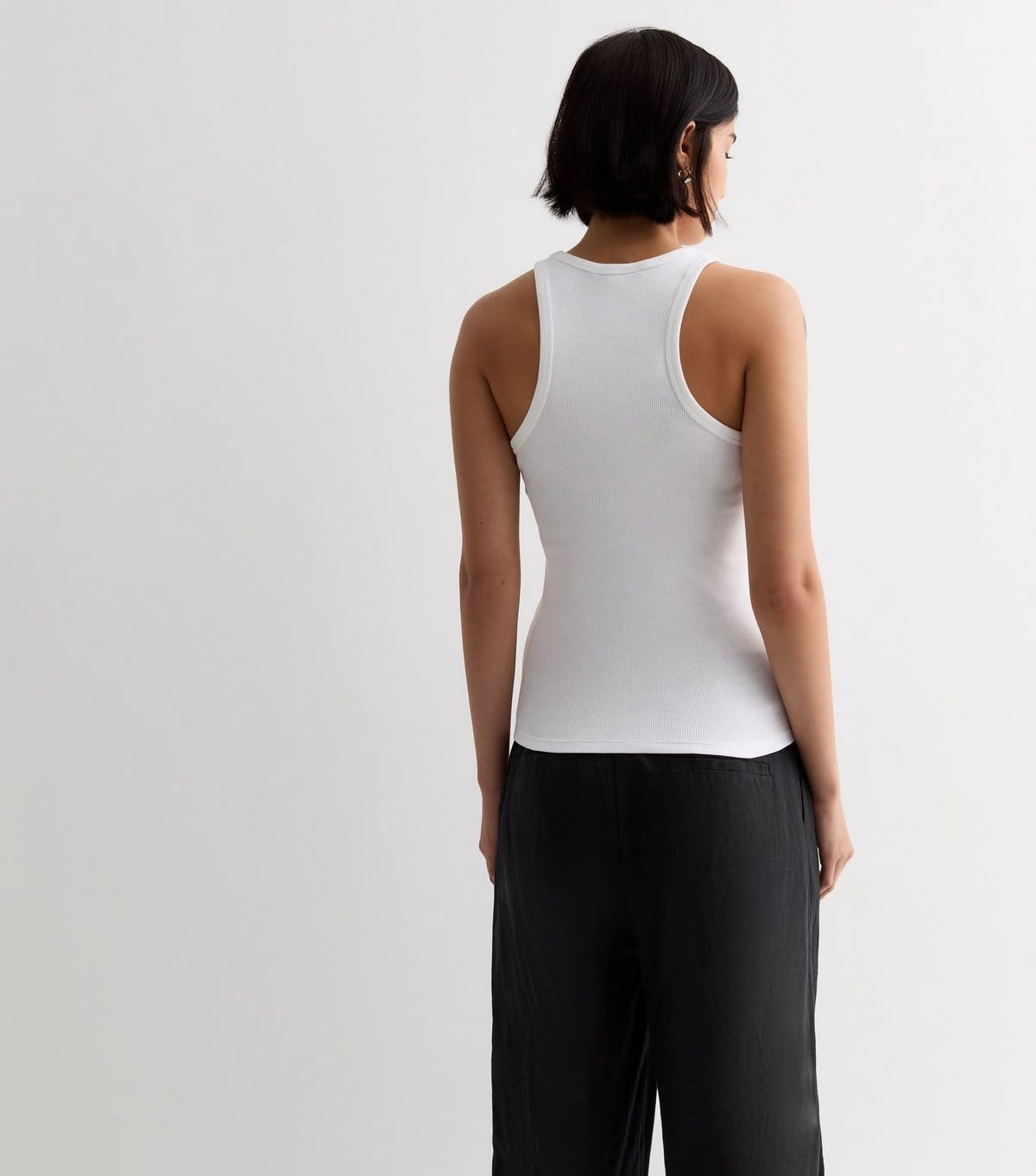 New Look Women's White Ribbed Racer Vest New Look - 4