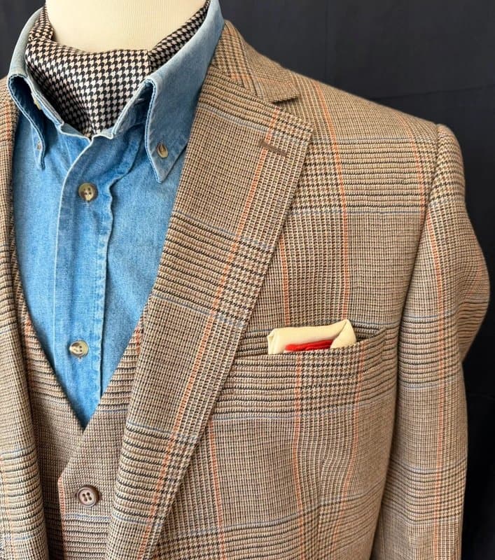 Brook Taverner 3 piece 100% Wool Tweed suit size 46”S