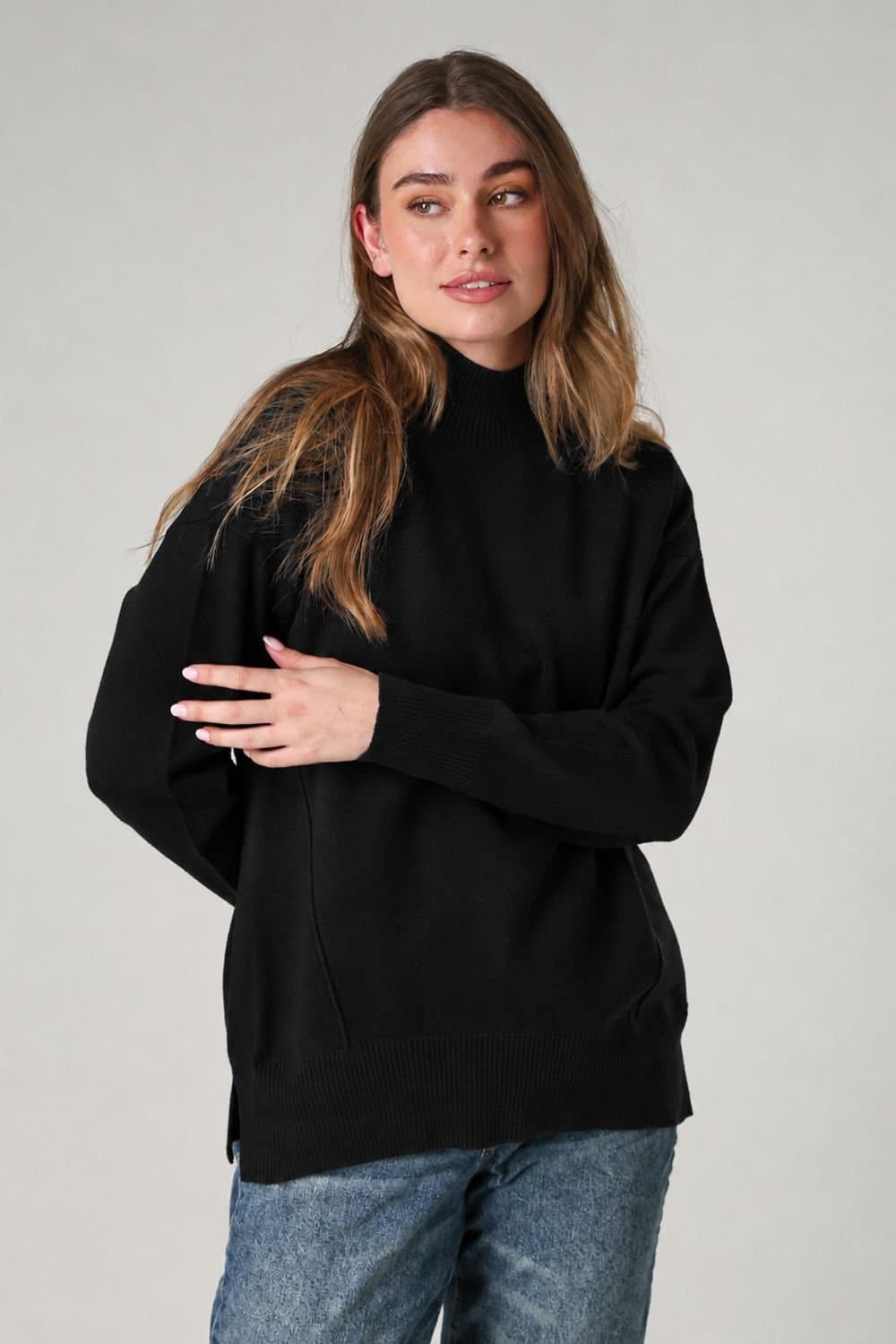 French Connection French Connection Women's Cosy Soft Touch High Neck Seam Jumper in Black