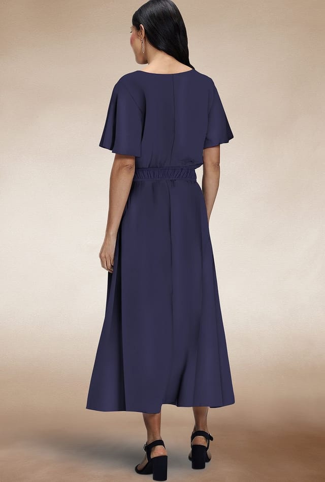 Hot Squash Hot Squash Women's Chiffon Midi Dress in Navy - 2