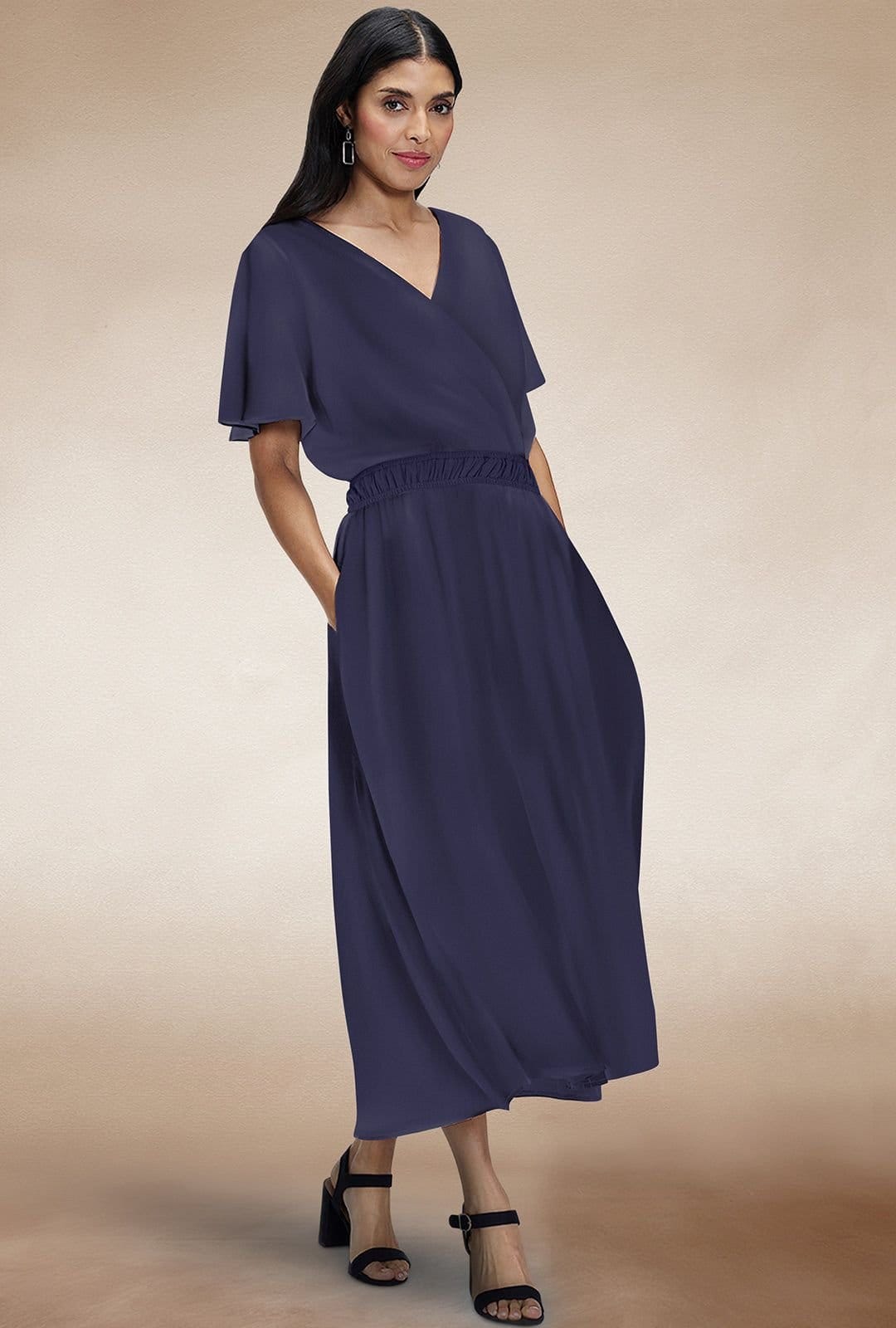 Hot Squash Hot Squash Women's Chiffon Midi Dress in Navy - 4