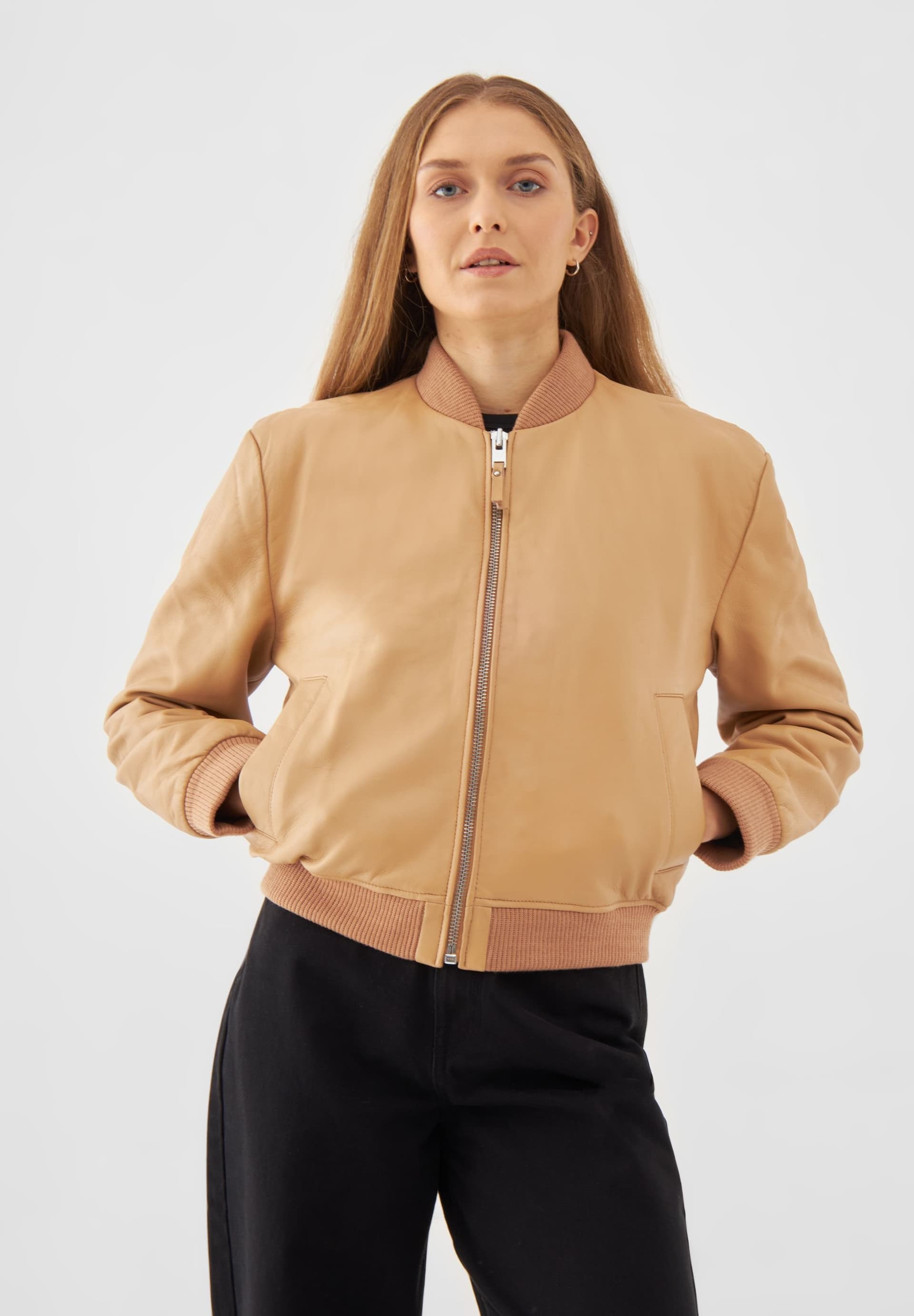 Bolongaro Trevor Bolongaro Trevor Light Tan Leather Bomber Jacket