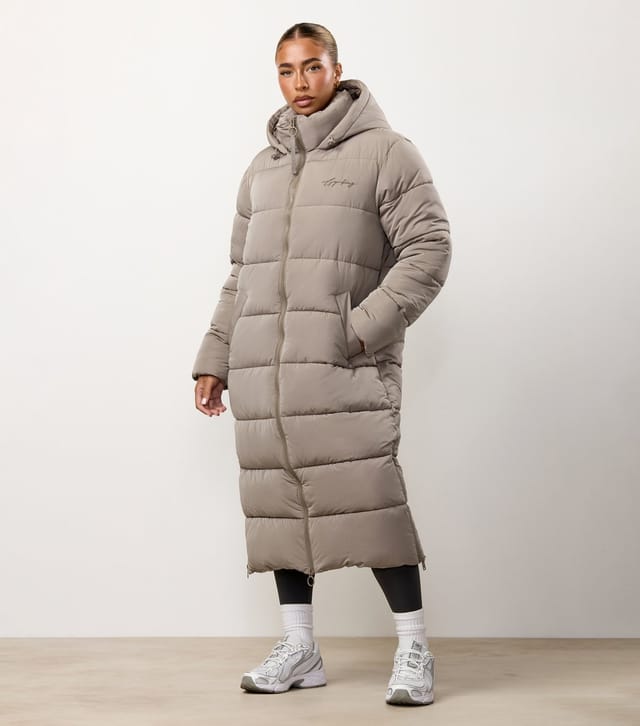 Gym King Women's Light Brown Longline Puffer Jacket Gym King New Look - 2
