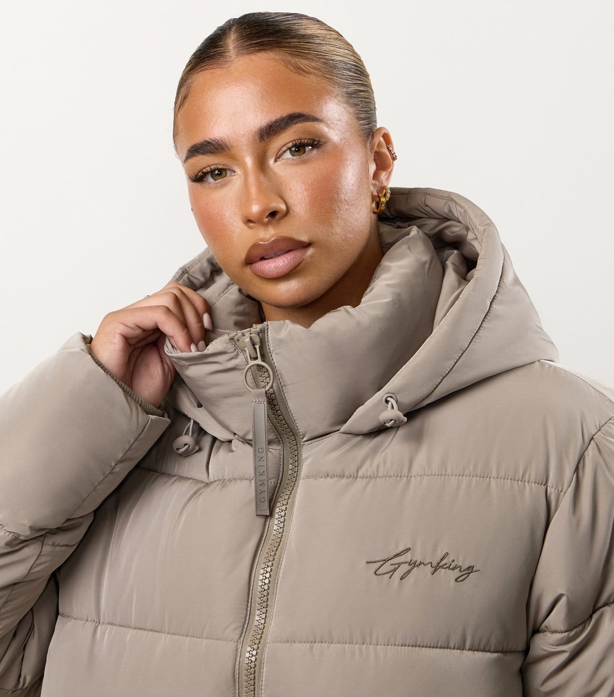 Gym King Women's Light Brown Longline Puffer Jacket Gym King New Look - 4