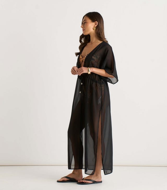 Gini London Women's Black Flowy Open Front Kimono Gini London New Look - 3