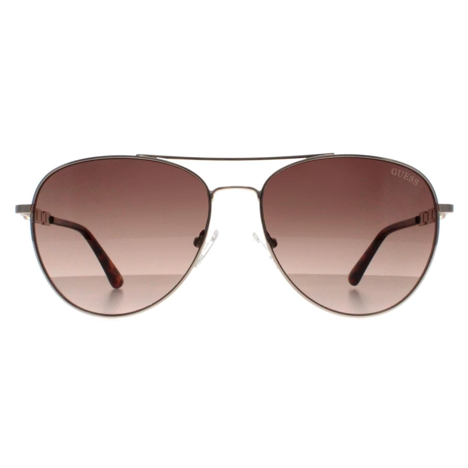 GUESS Guess Women's Aviator Silver Brown Gradient GF6143