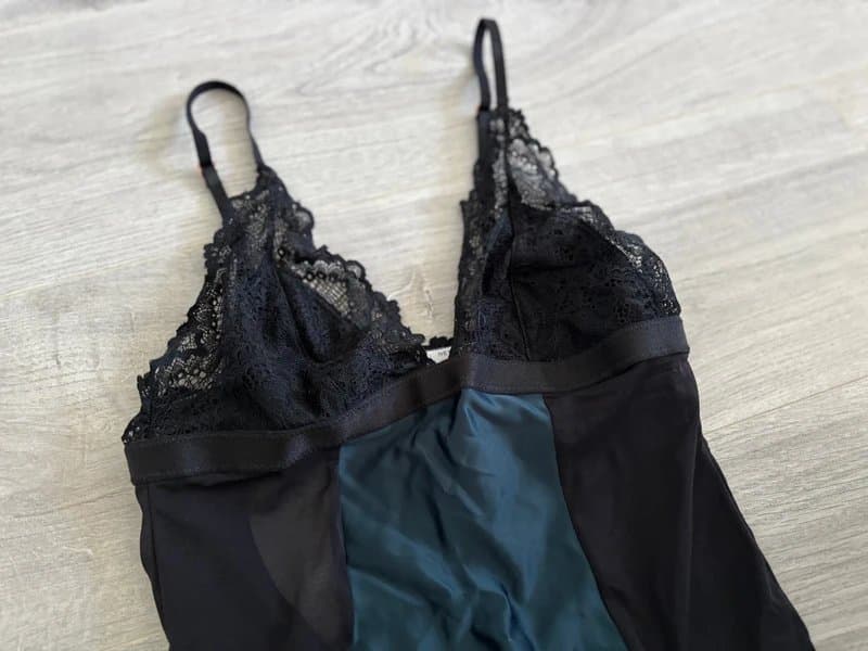 New Look New Look Lace Lingerie All in One Bodysuit Body Suit Satin Black Green Cut Out 10