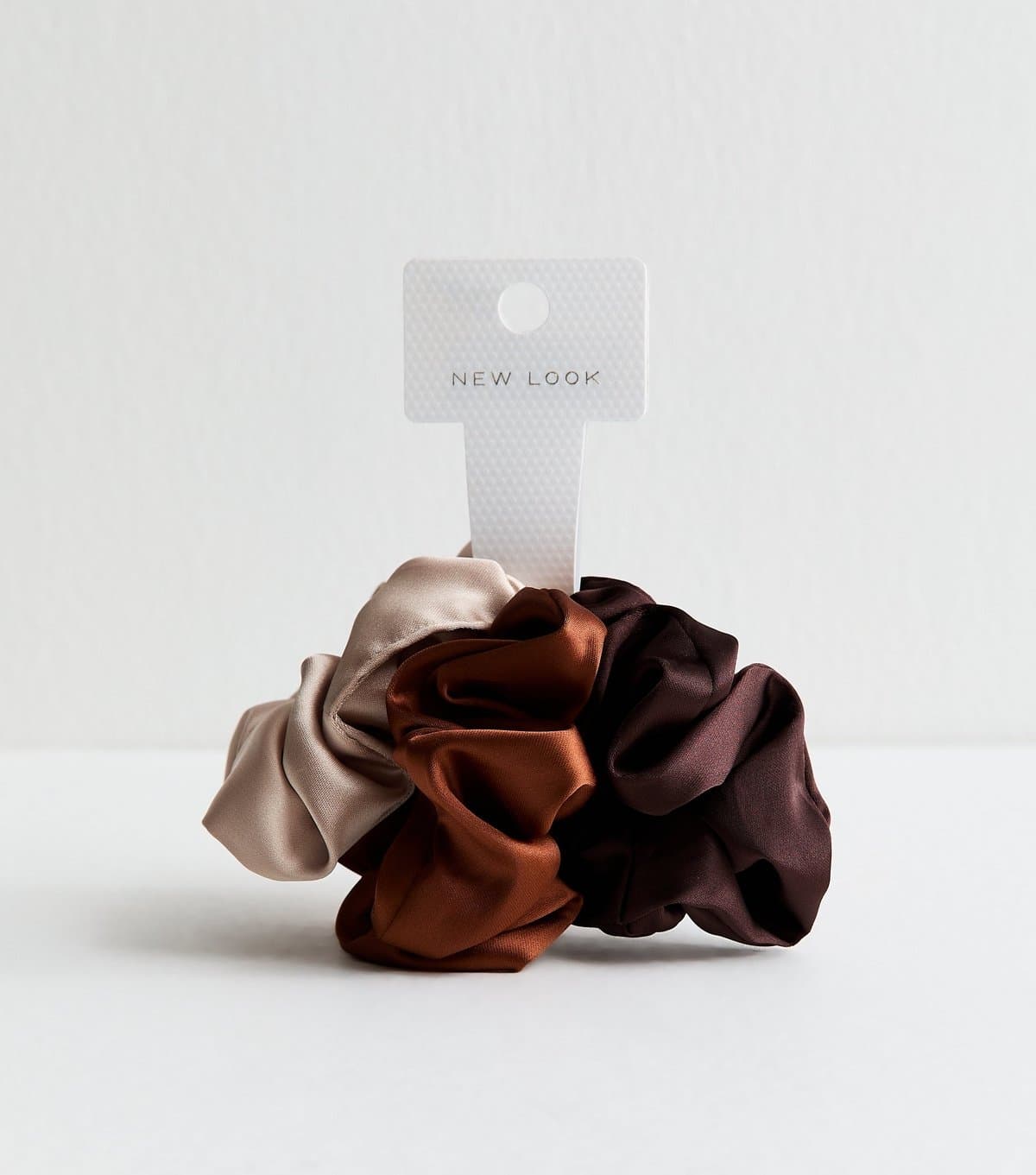 New Look Pack Of 3 Brown Satin Scrunchies New Look