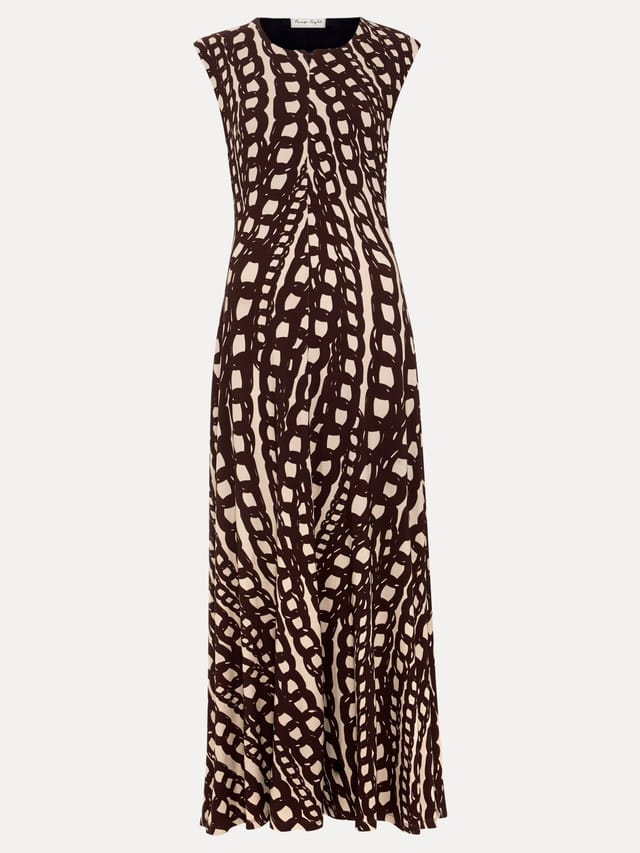 Phase Eight Phase Eight Women's Kristy Printed Zip-Front Maxi Dress in Dark Brown - 2