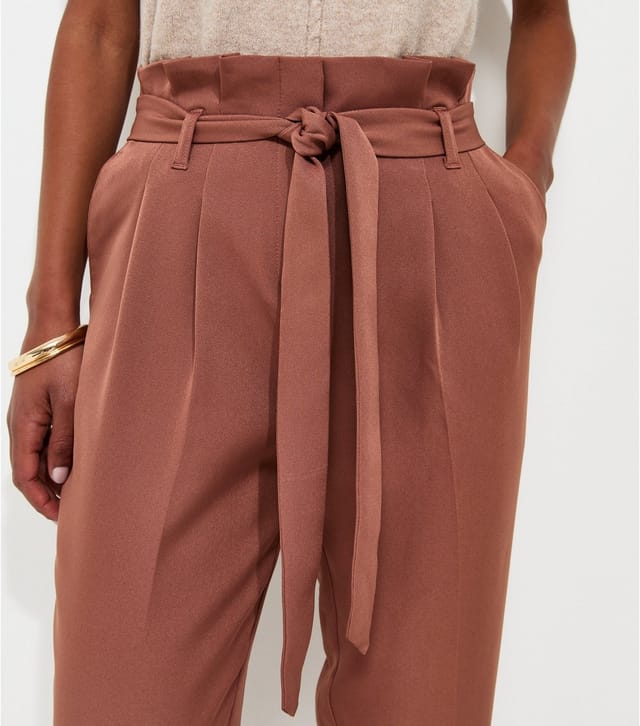 New Look Women's Dark Brown Paperbag Waist Tie Front Trousers New Look - 2