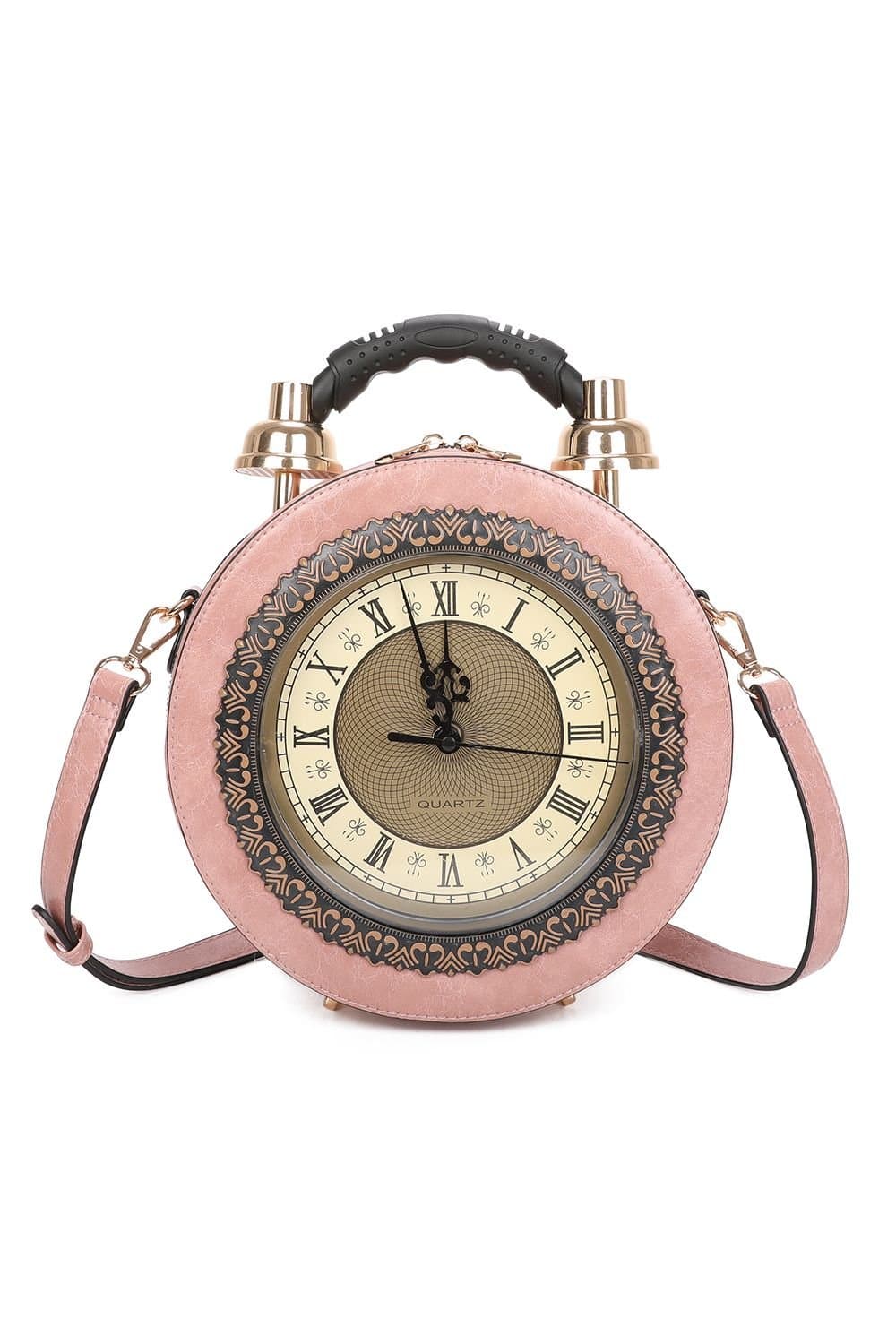 Fontanella Fashion Fontanella Fashion Women's Magico PU clock Unique Design top handle crossbody handbag in Pink