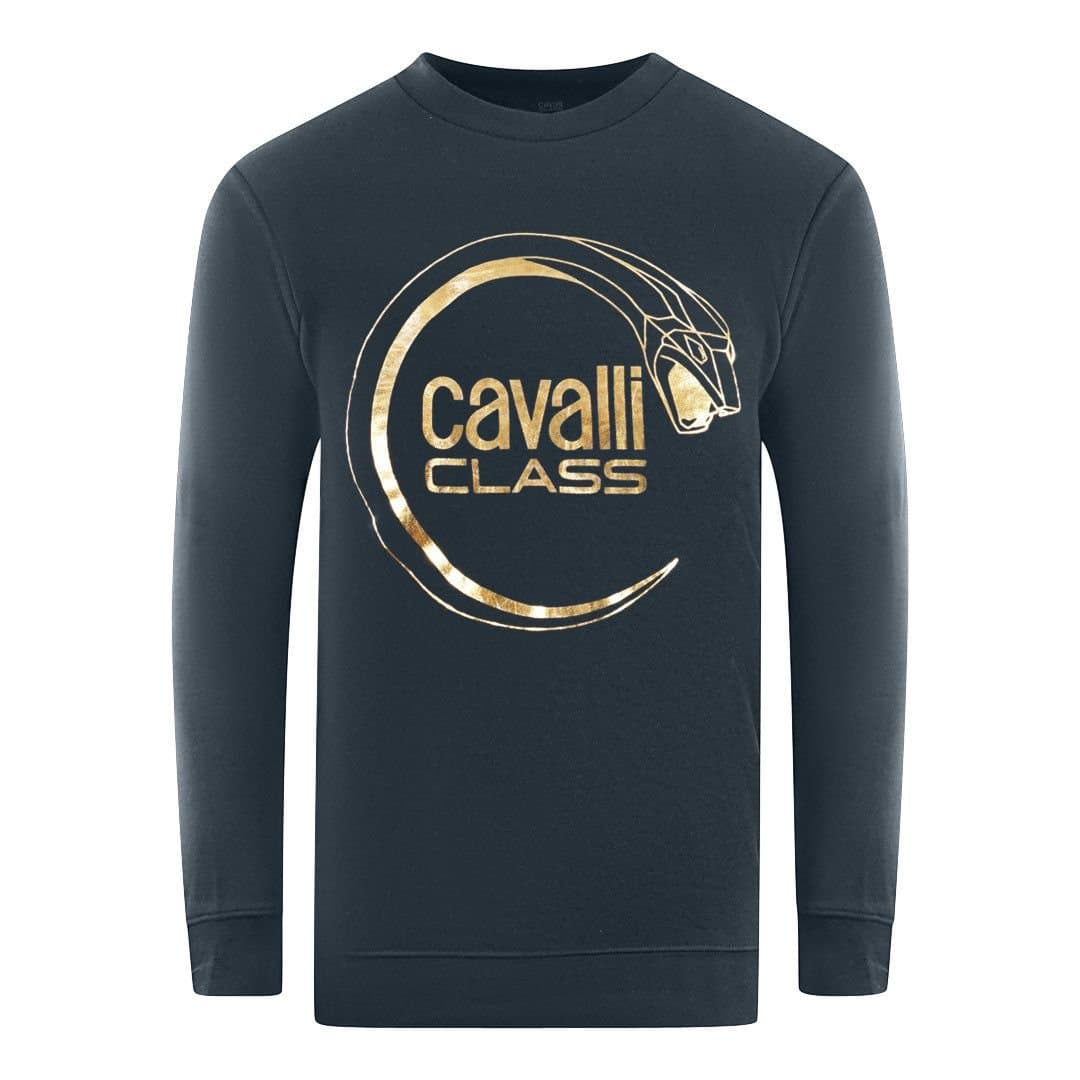 Cavalli Class Cavalli Class Men's Piercing Snake Logo Navy Blue Sweatshirt
