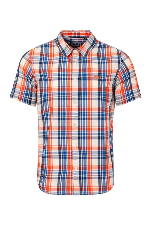 Weird Fish Weird Fish Men's Judd Short Sleeve Check Shirt in Cream - 2