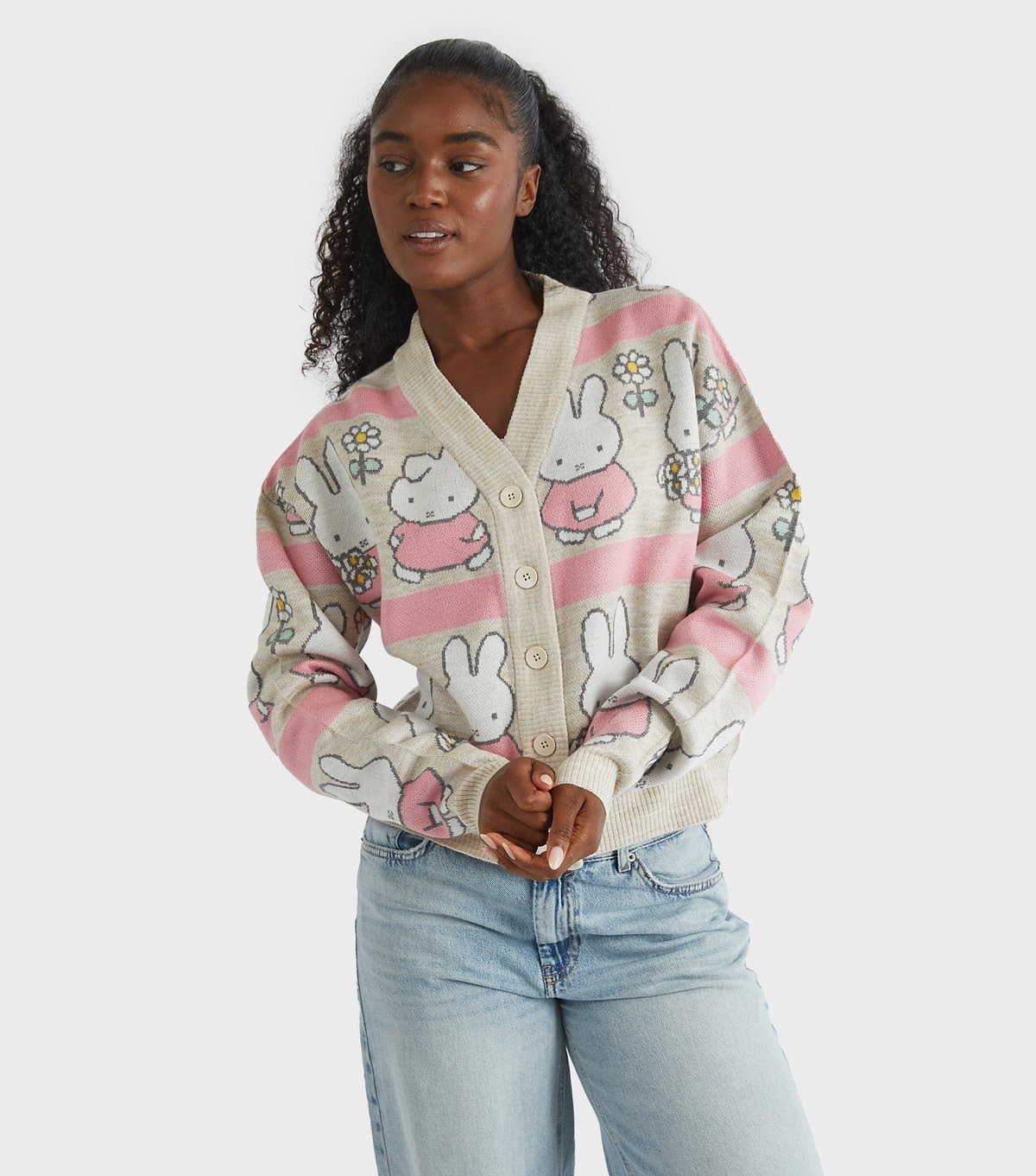 Skinnydip Women's Cream Miffy Knitted Cardigan Skinnydip New Look